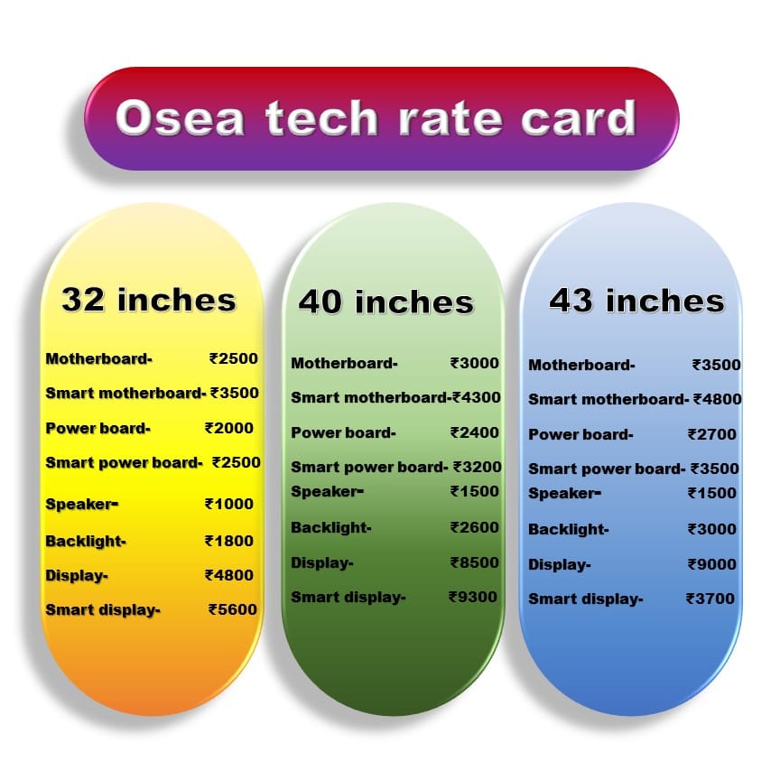 Rate card of led tv parts-ledihatv.com